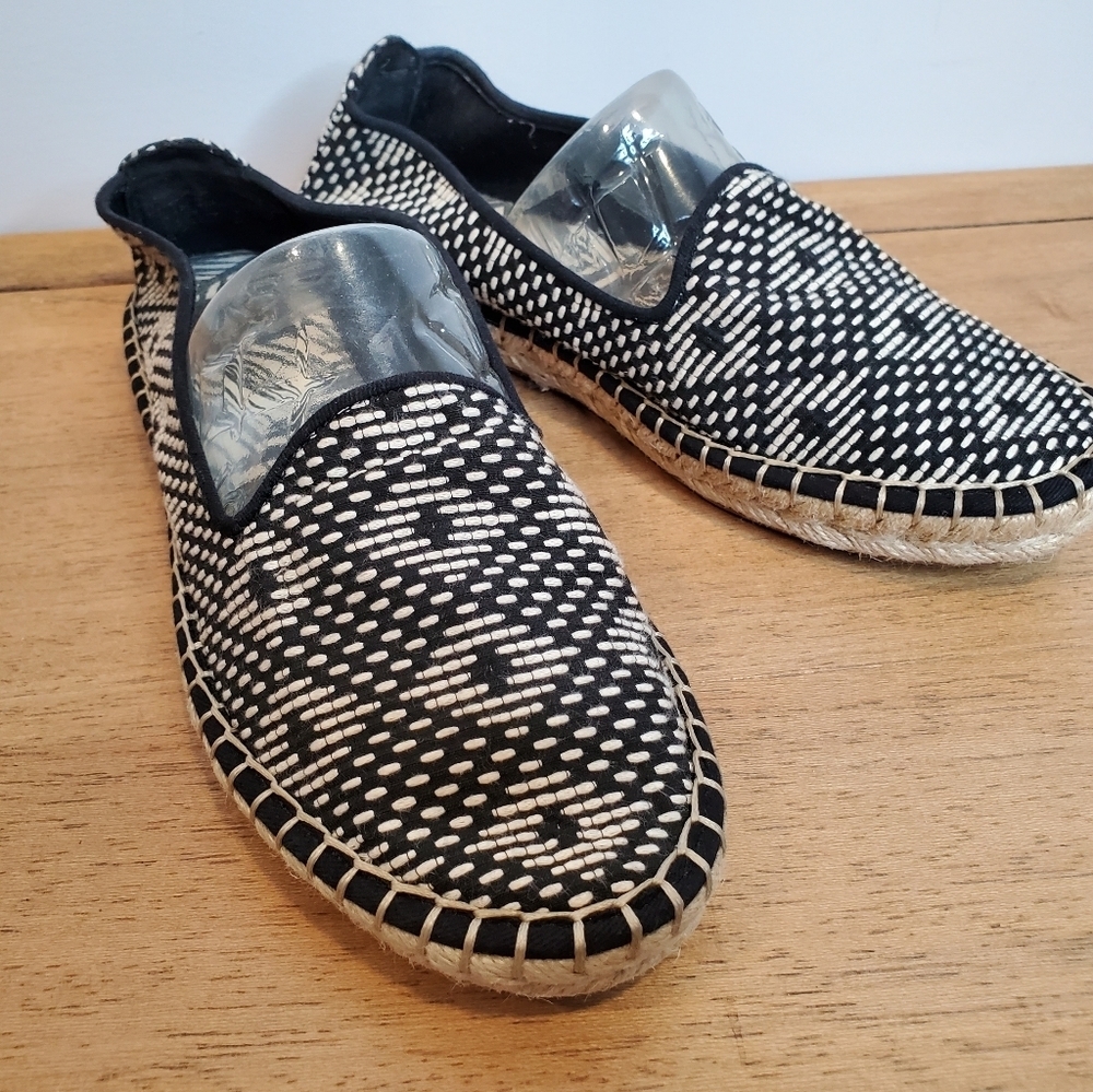 Dolce Vita Black & White Woven Espadrille Slip-Ons